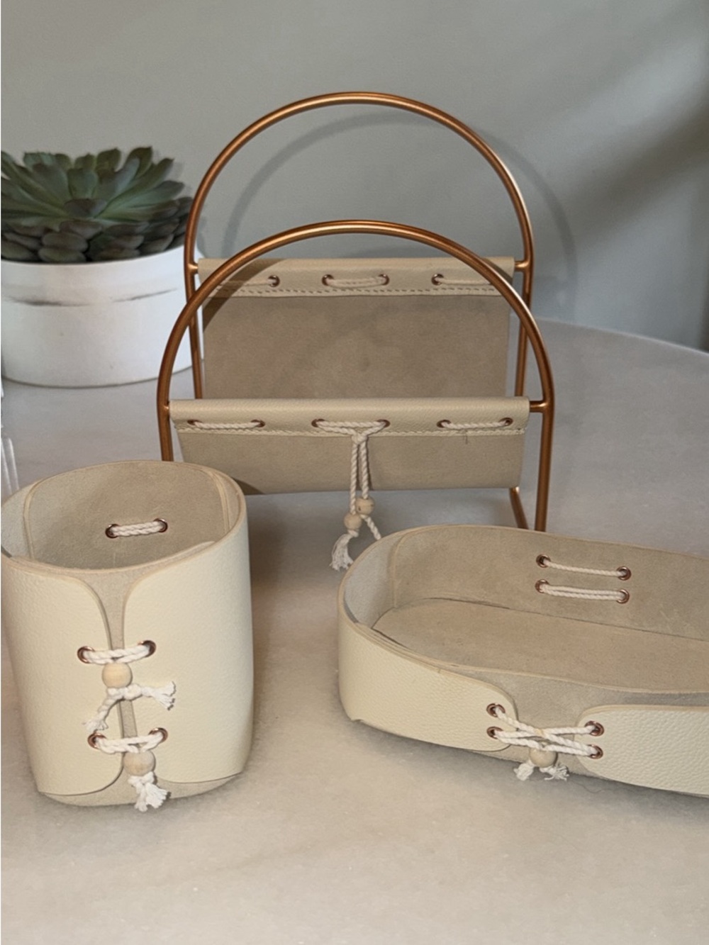 Anthropologie Leather Organizer Set